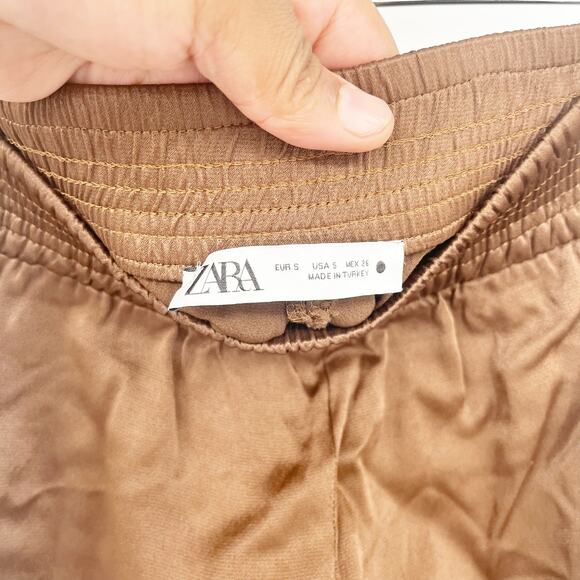 Zara Womens Satin Slinky Pull On High Rise Elastic Waist Jogger Pants Size S - Picture 4 of 7